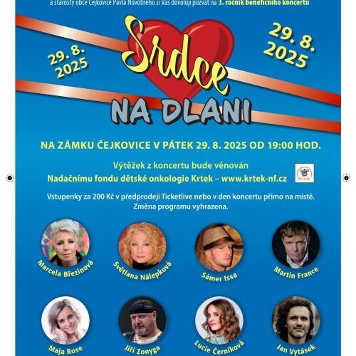 Krtkovi na zámek Čejkovice přijedou zazpívat Březinová, Nálepková, France i Issa