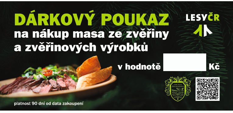 Předvánoční novinkou Lesů ČR je prodej dárkových poukazů na zvěřinu a výrobky z ní